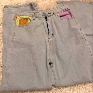 Cider Women's Straight Leg Jeans with Colorful Patches